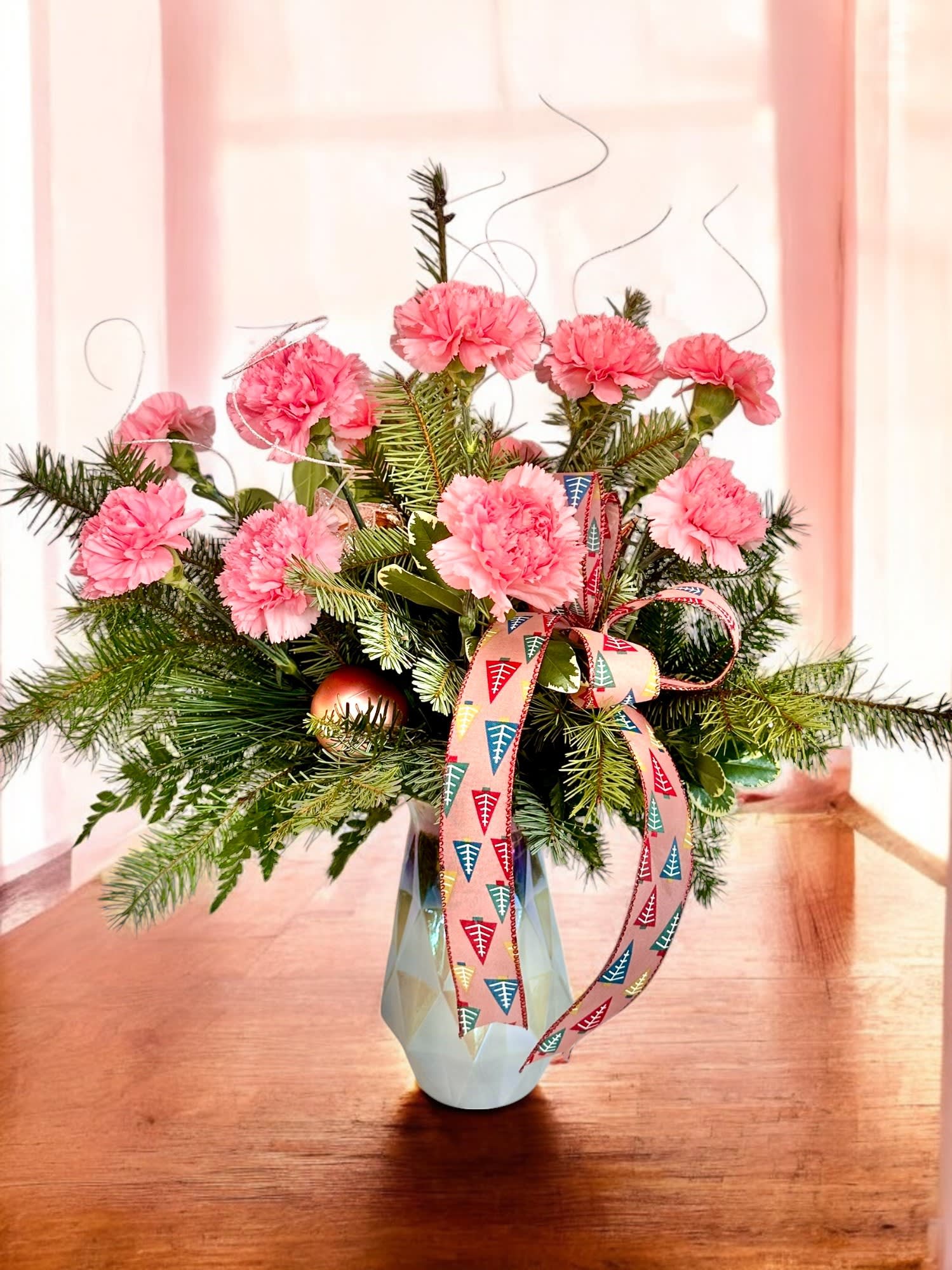 Opalescent Cheer Tall Christmas Vase