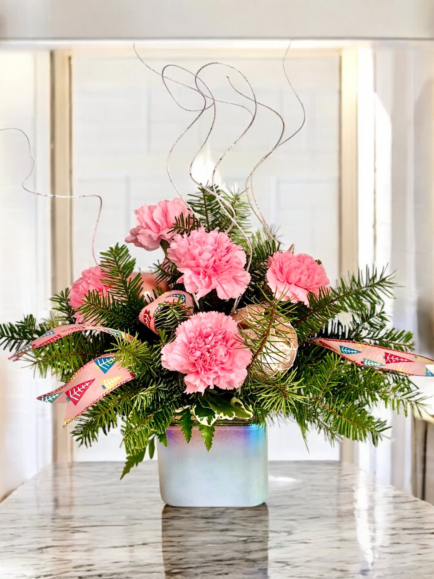 Opalescent Delight Christmas Centerpiece Flower Bouquet