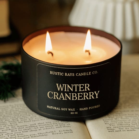 Winter Cranberry Soy Candle (12 oz) Rustic Rays Candle Co. Flower Bouquet