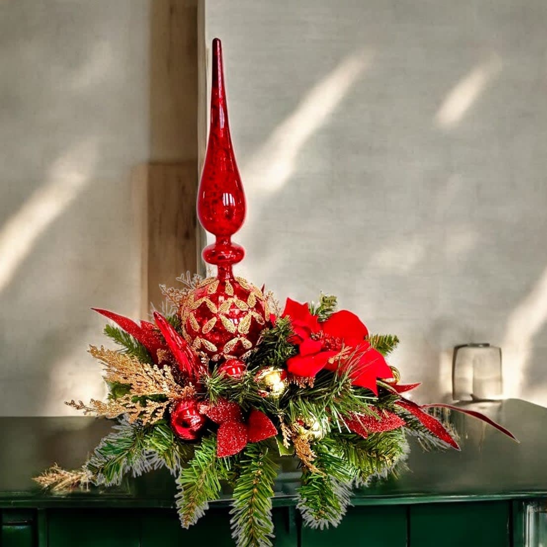 Radiant Gold Christmas Centerpiece