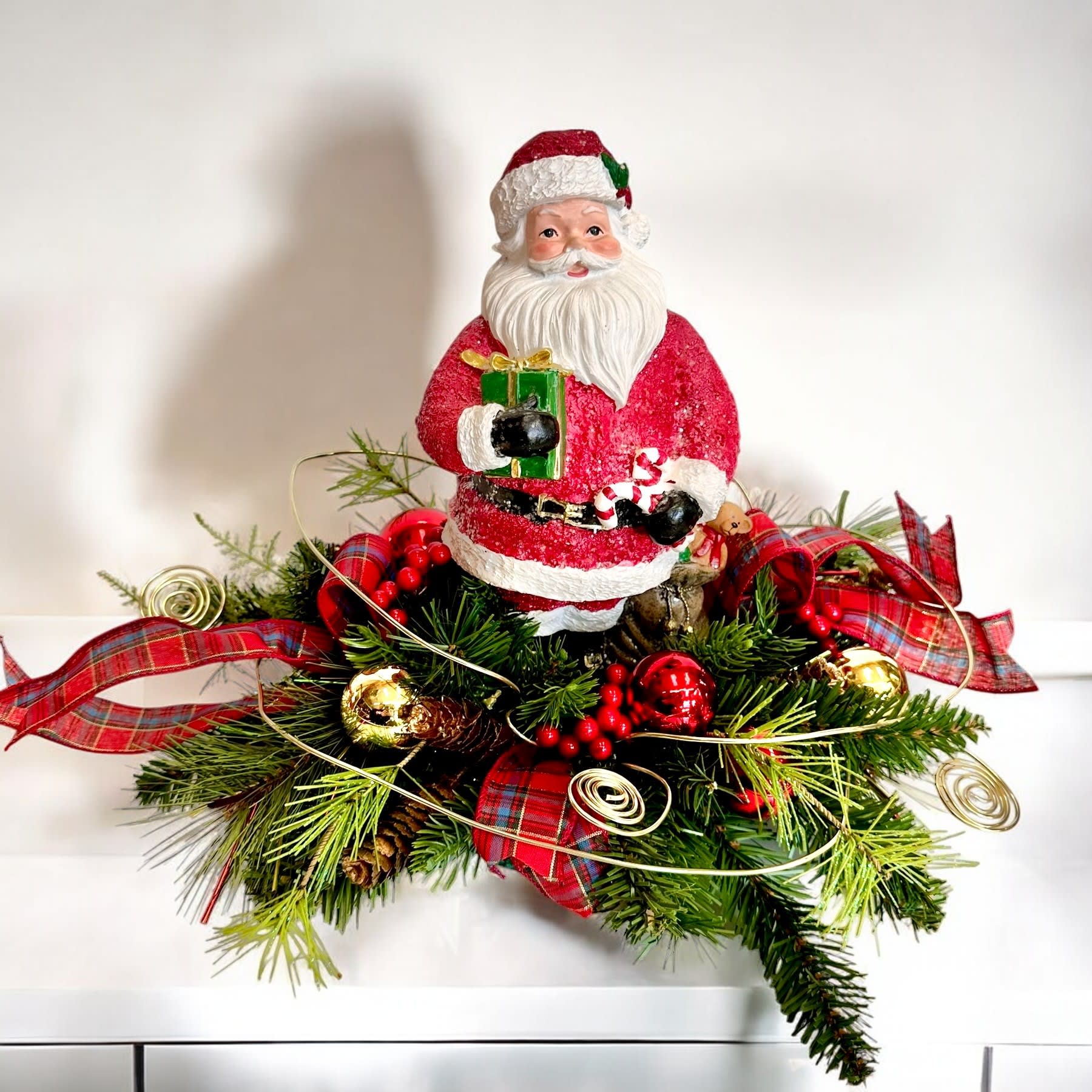 Santa’s Holiday Keepsake Centerpiece Flower Bouquet