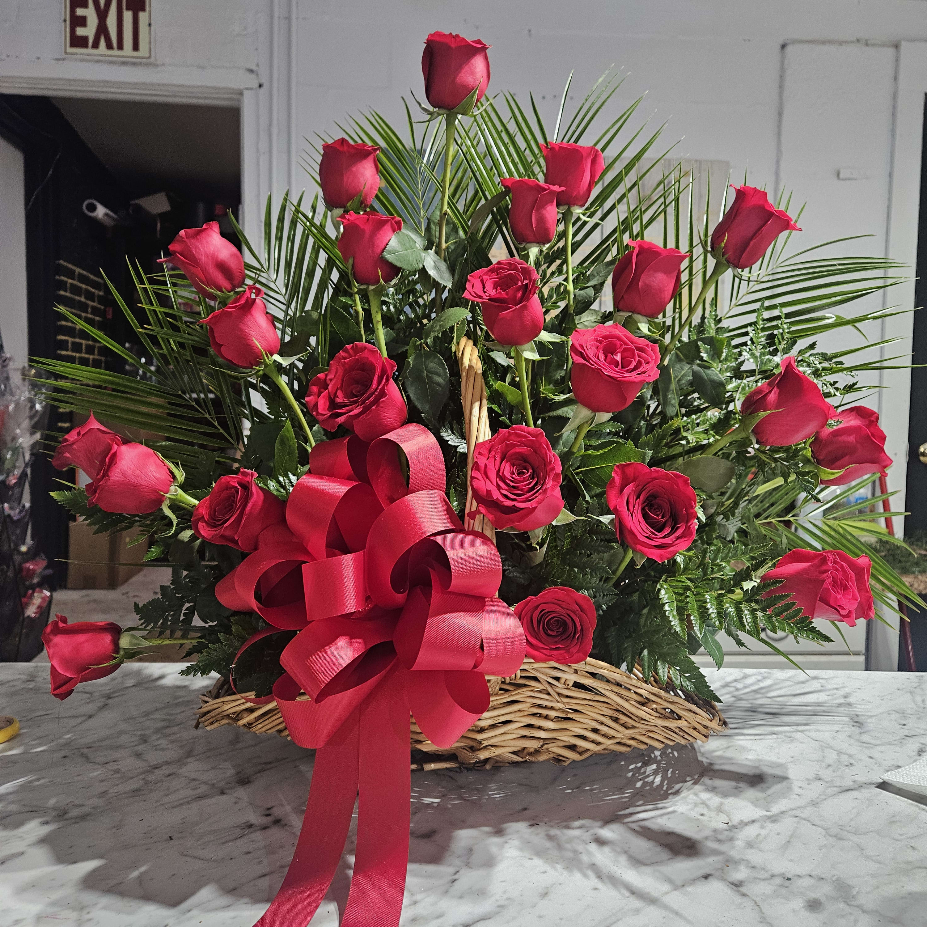 Fireside Premium Rose Basket Flower Bouquet