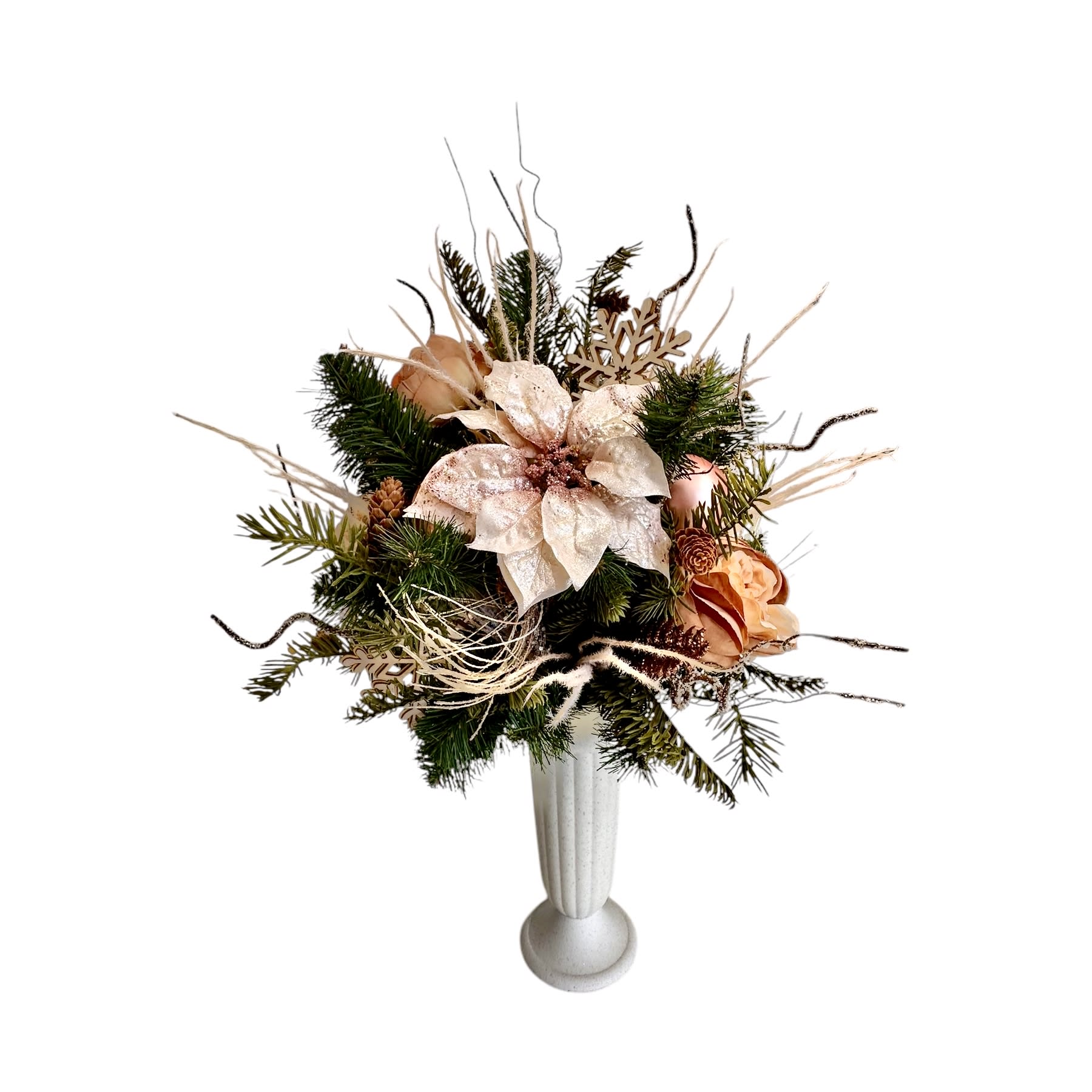 Rose Gold Remembrance Christmas Vase Flower Bouquet