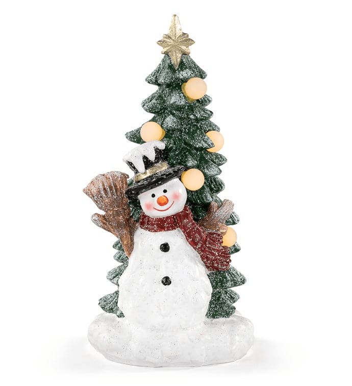 Snowman with LED Christmas Tree