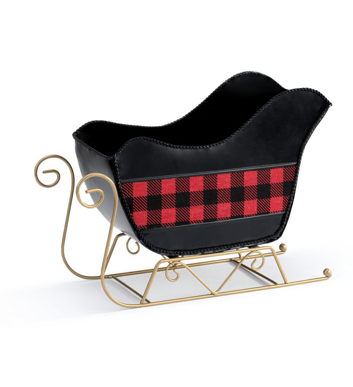 Buffalo Plaid Sleigh Flower Bouquet