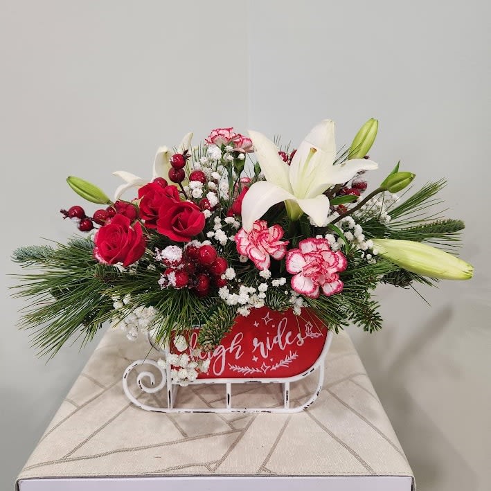 One Horse Open Sleigh Flower Bouquet