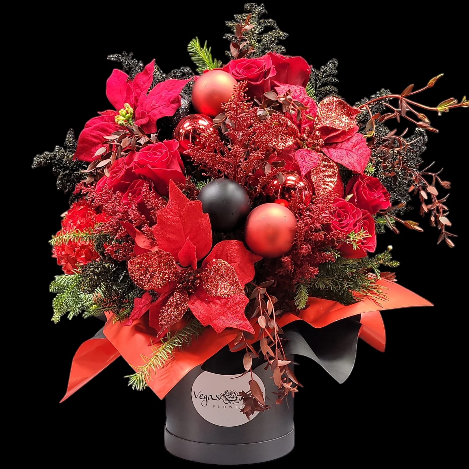 RED GLITTER CHRISTMAS Flower Bouquet