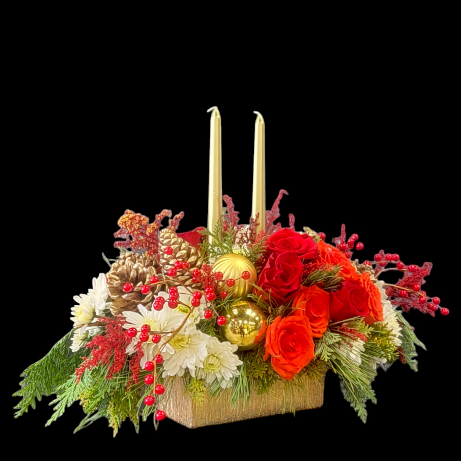 CHRISTMAS CENTERPIECE IN GOLD Flower Bouquet