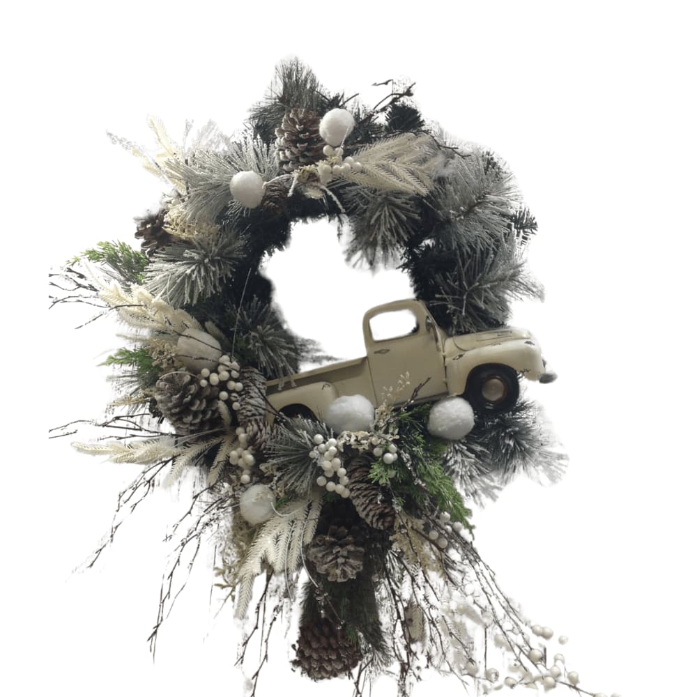 Silk Wreath Driving to Winter Flower Bouquet