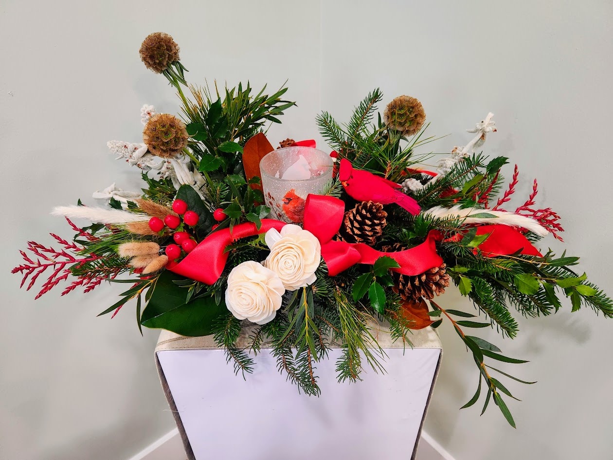Christmas Candle Centerpiece Flower Bouquet