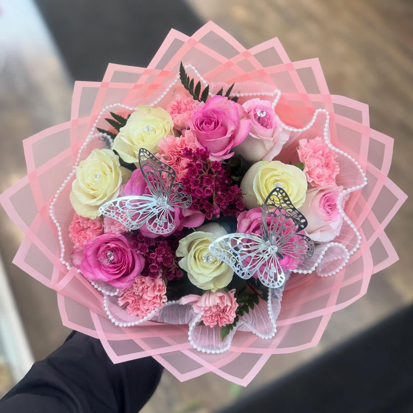 Pretty Pink Ramo Buchon Flower Bouquet