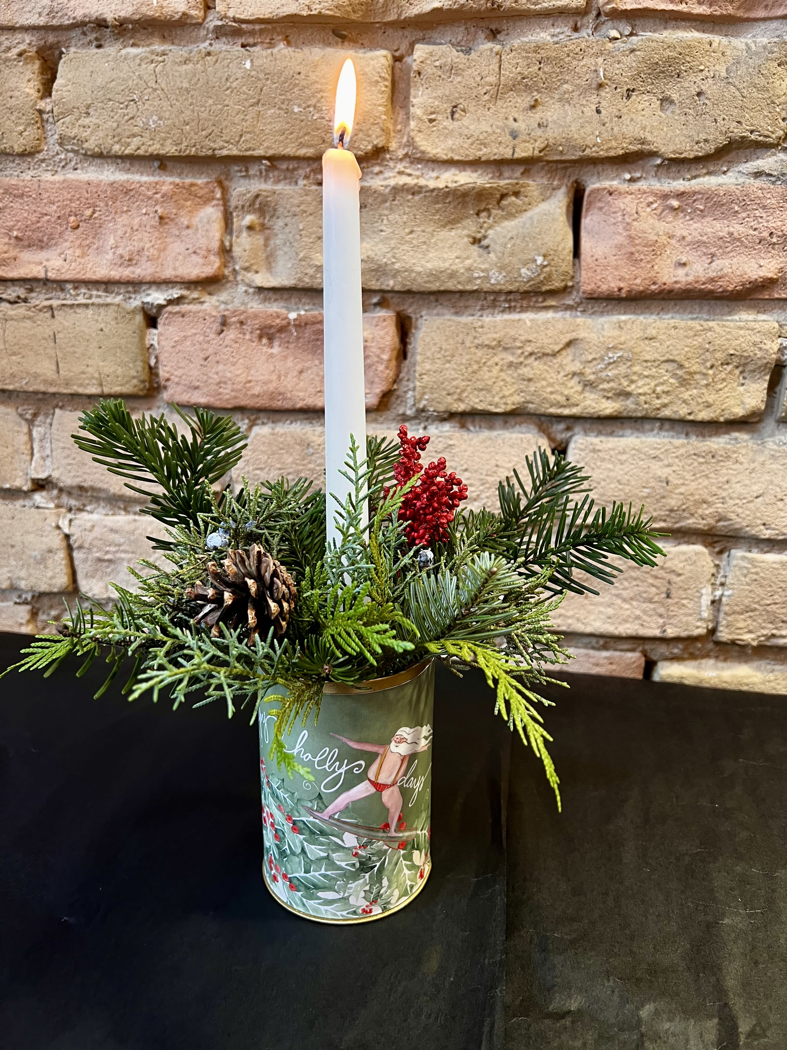 Happy Holiday Santa with Candle