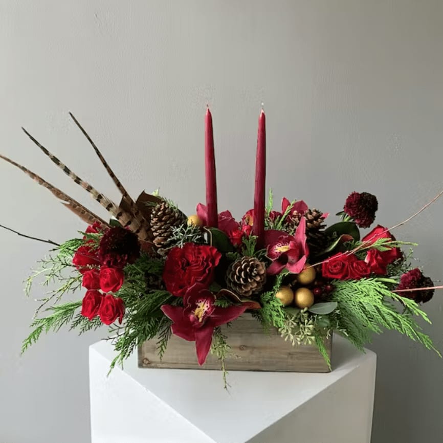 Rustic Orchid Christmas Centerpiece