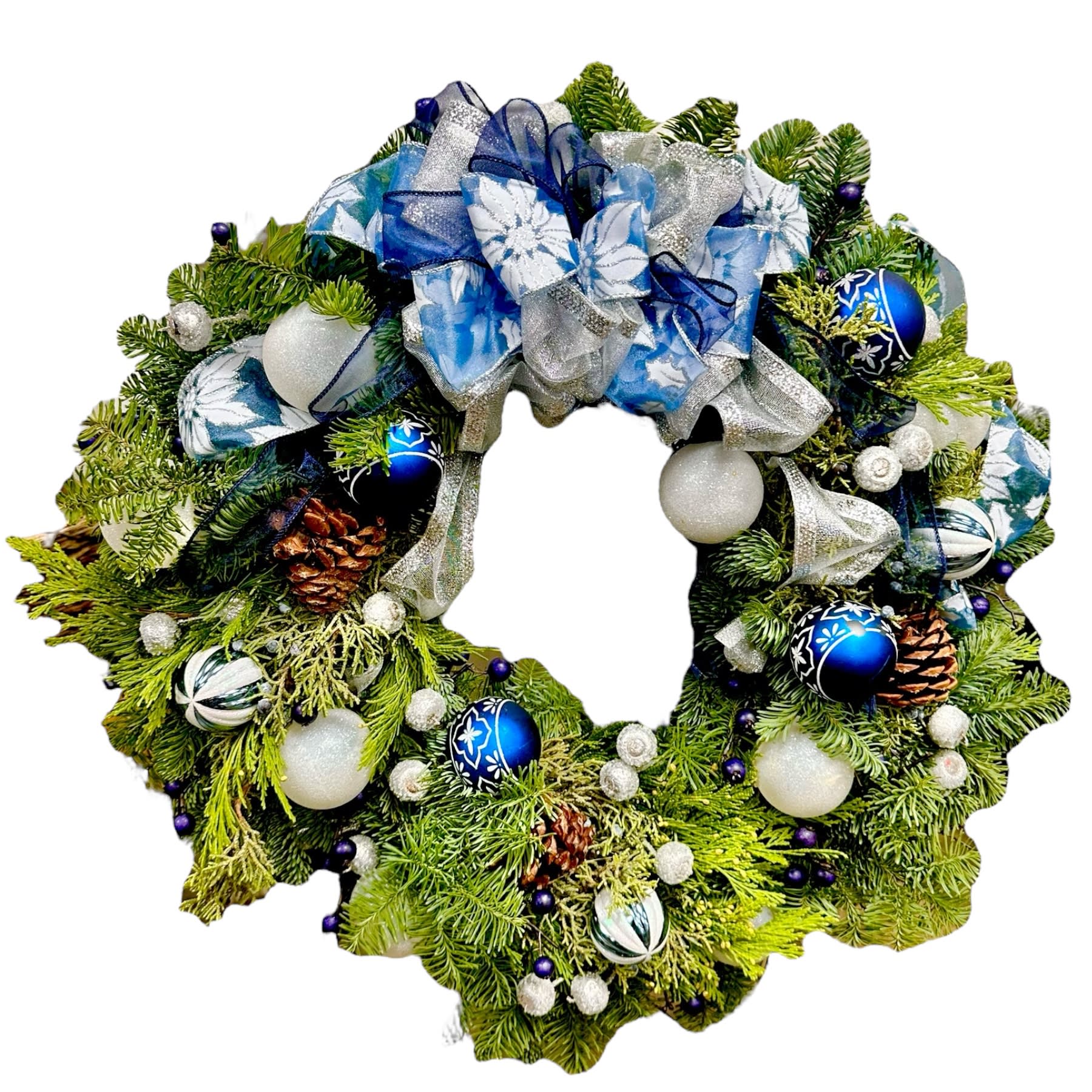 Serene Winter Tribute Wreath Flower Bouquet