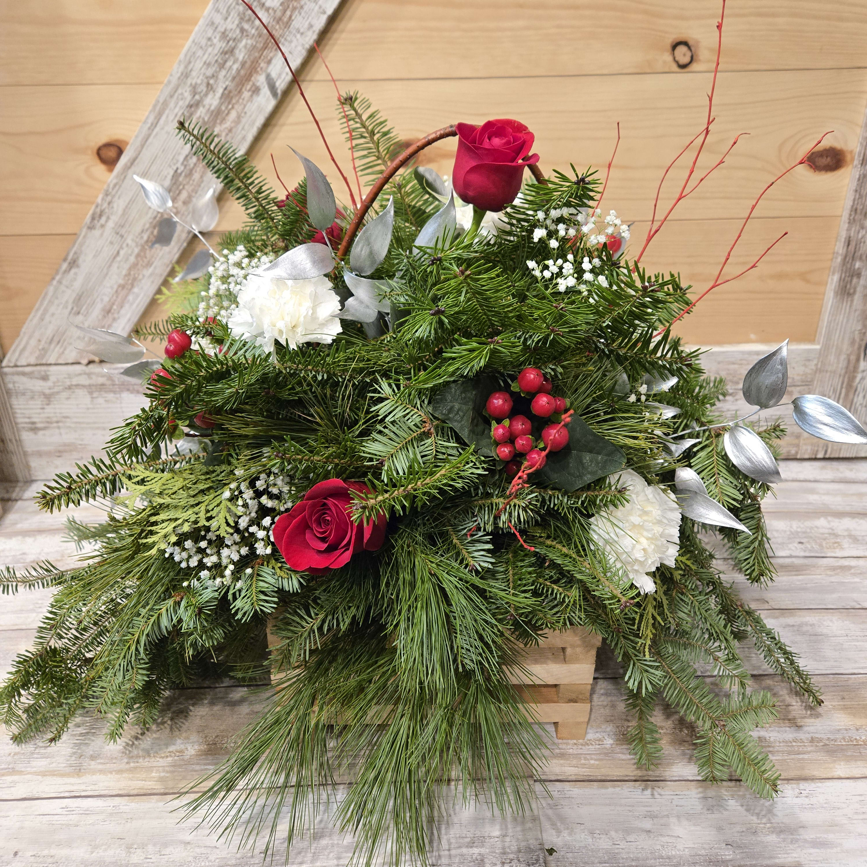 Log Cabin Centerpiece Flower Bouquet
