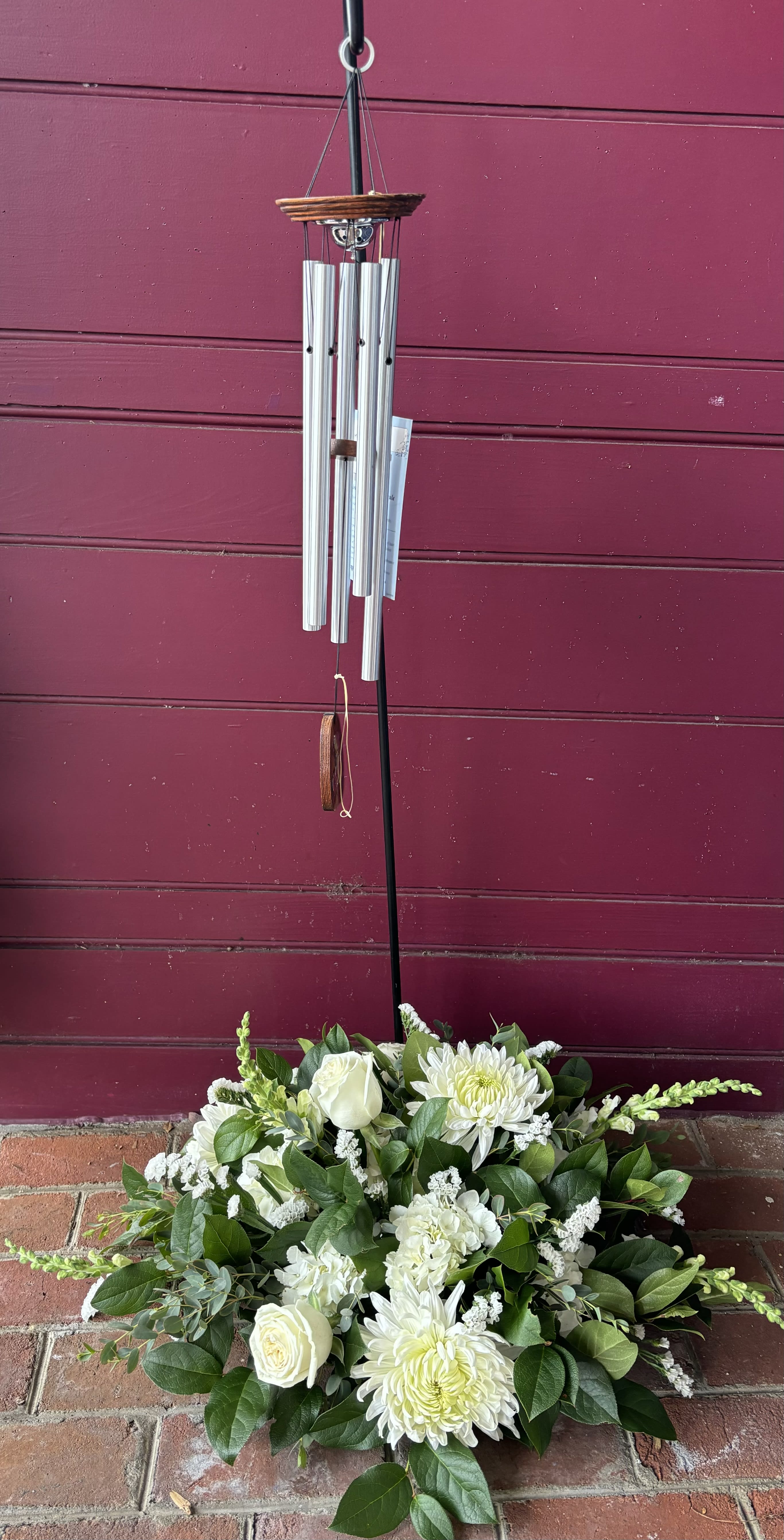 SYMPATHY WIND CHIME AND FLOWERS Flower Bouquet