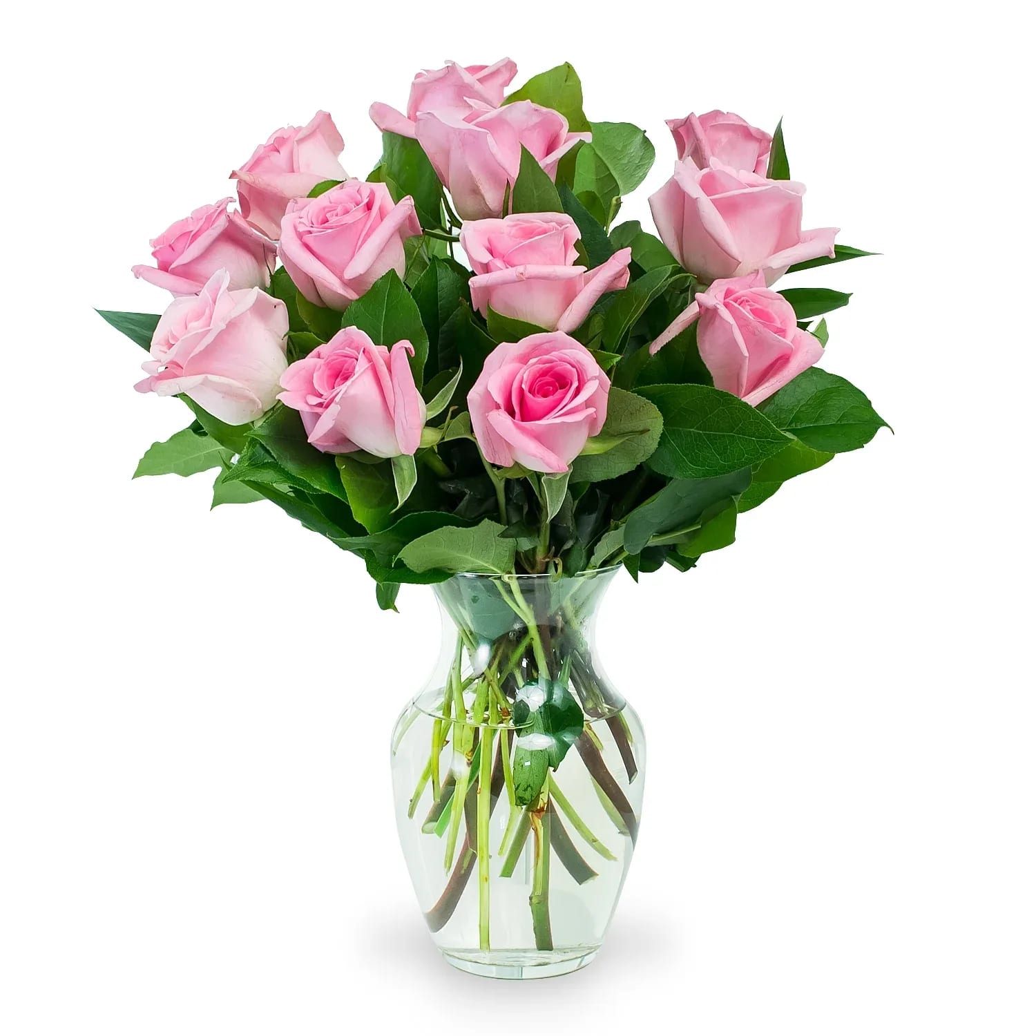 Dozen Pink Roses Flower Bouquet