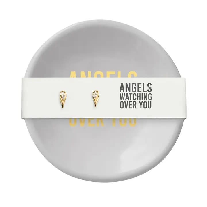 Ceramic Ring Dish & Earrings - Angels Watching Over You