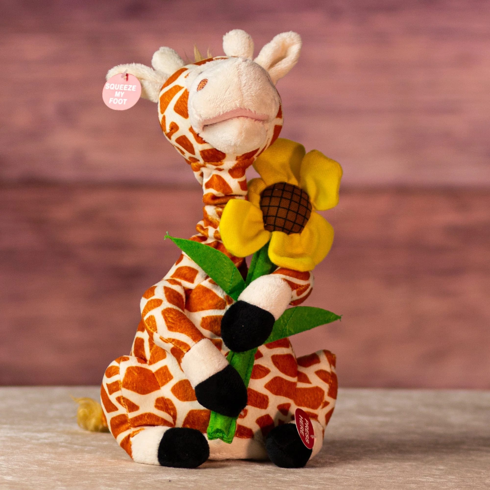 12" Singing Giraffe Plush Flower Bouquet