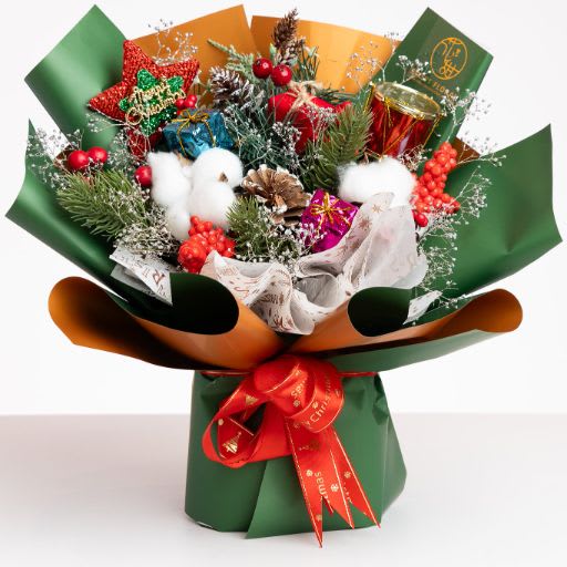 Christmas Arrangement - Short Santa Green