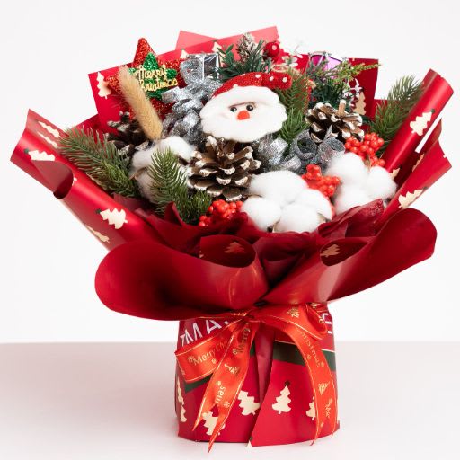 Christmas Arrangement - Short Santa Red