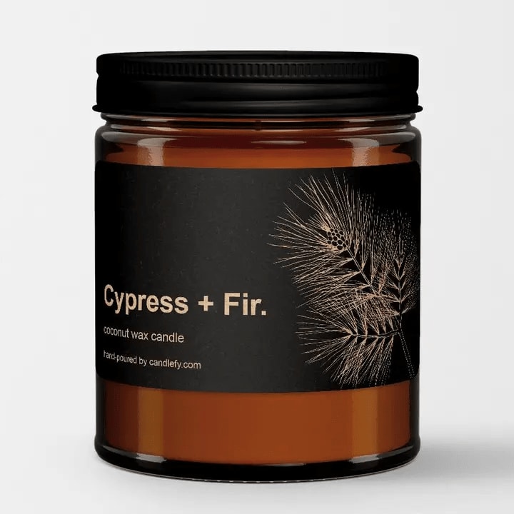 Cypress + Fir | Coconut Soy Botanical Spa Candle in Amber Glass Flower Bouquet