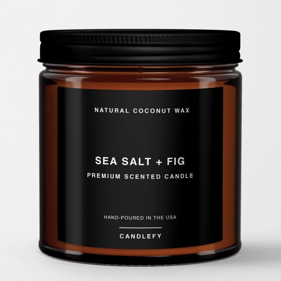 Sea Salt + Fig | Premium Botanical Candle in Amber Glass Flower Bouquet