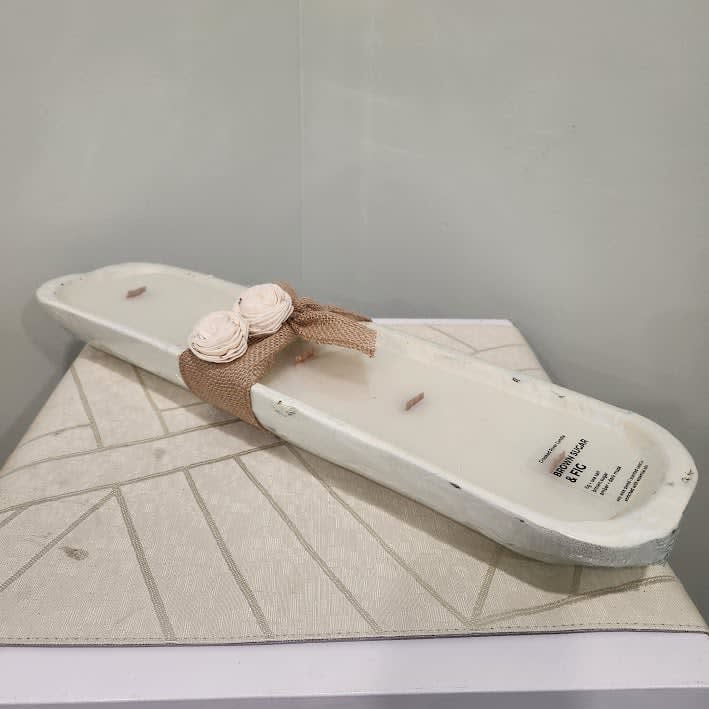 Large Dough Bowl Candle Flower Bouquet