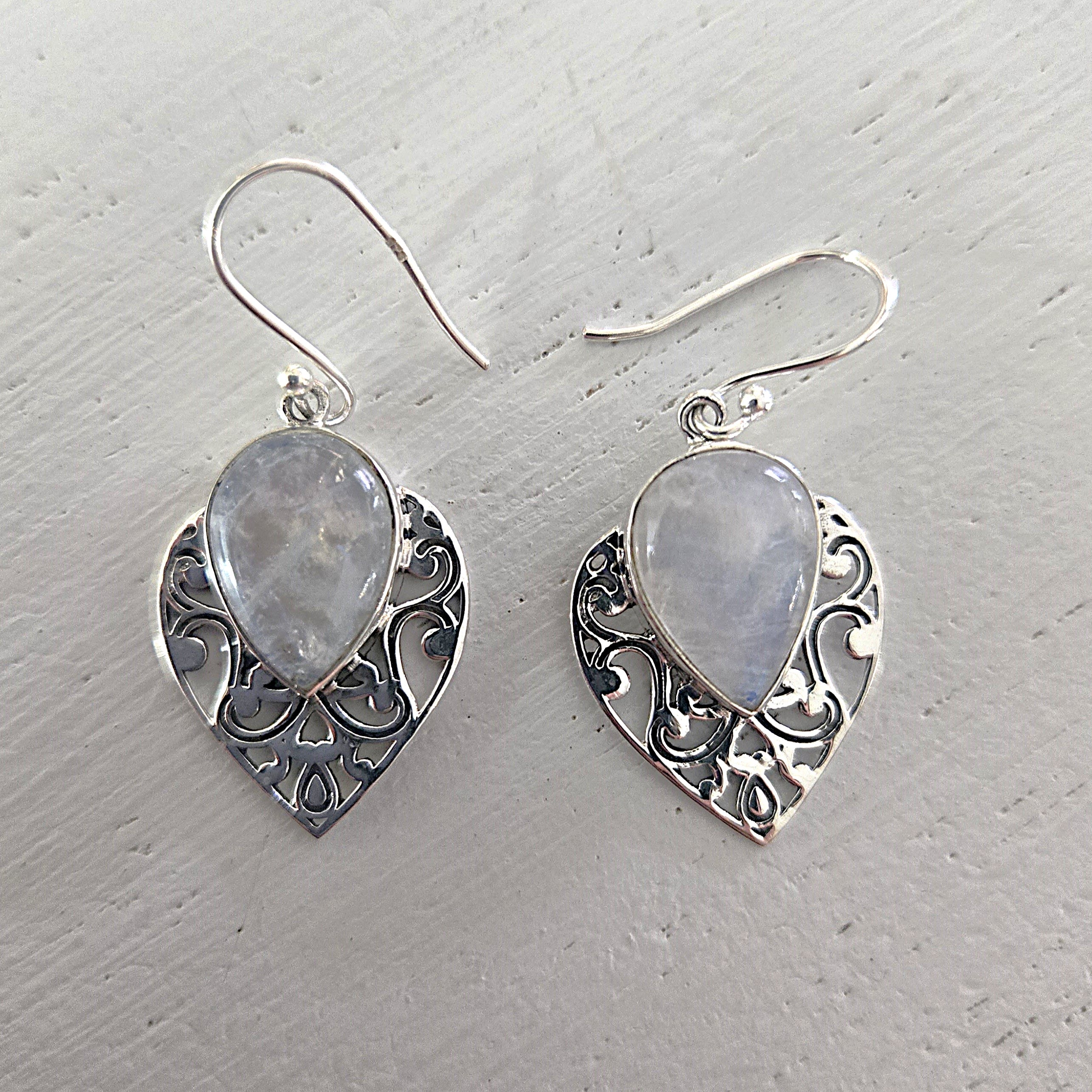 Moonstone Earrings Flower Bouquet
