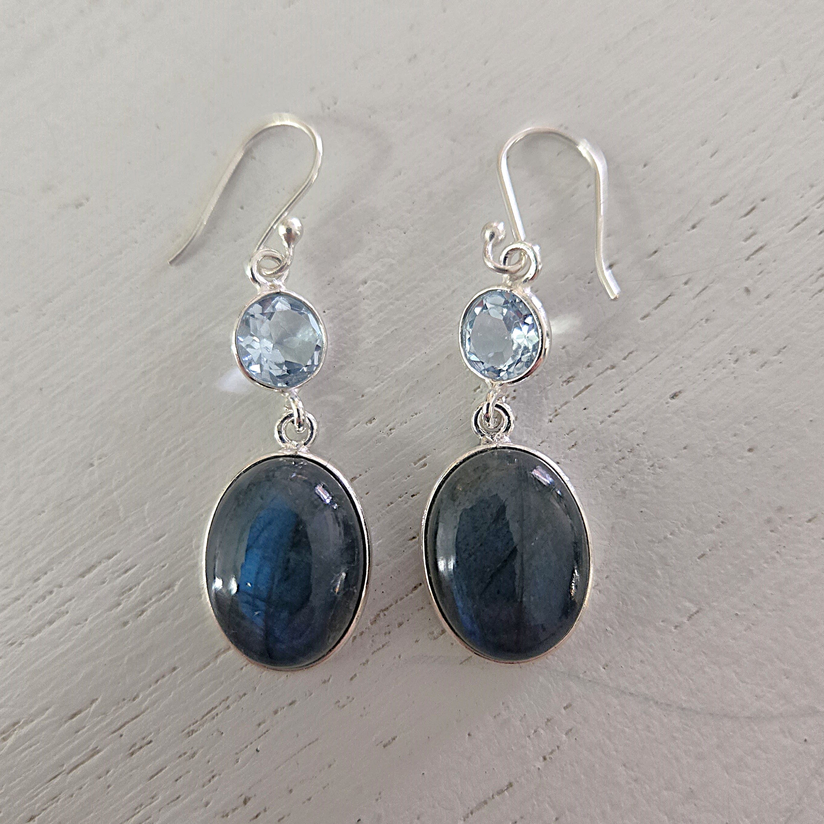 Labradorite Blue Topaz Earrings