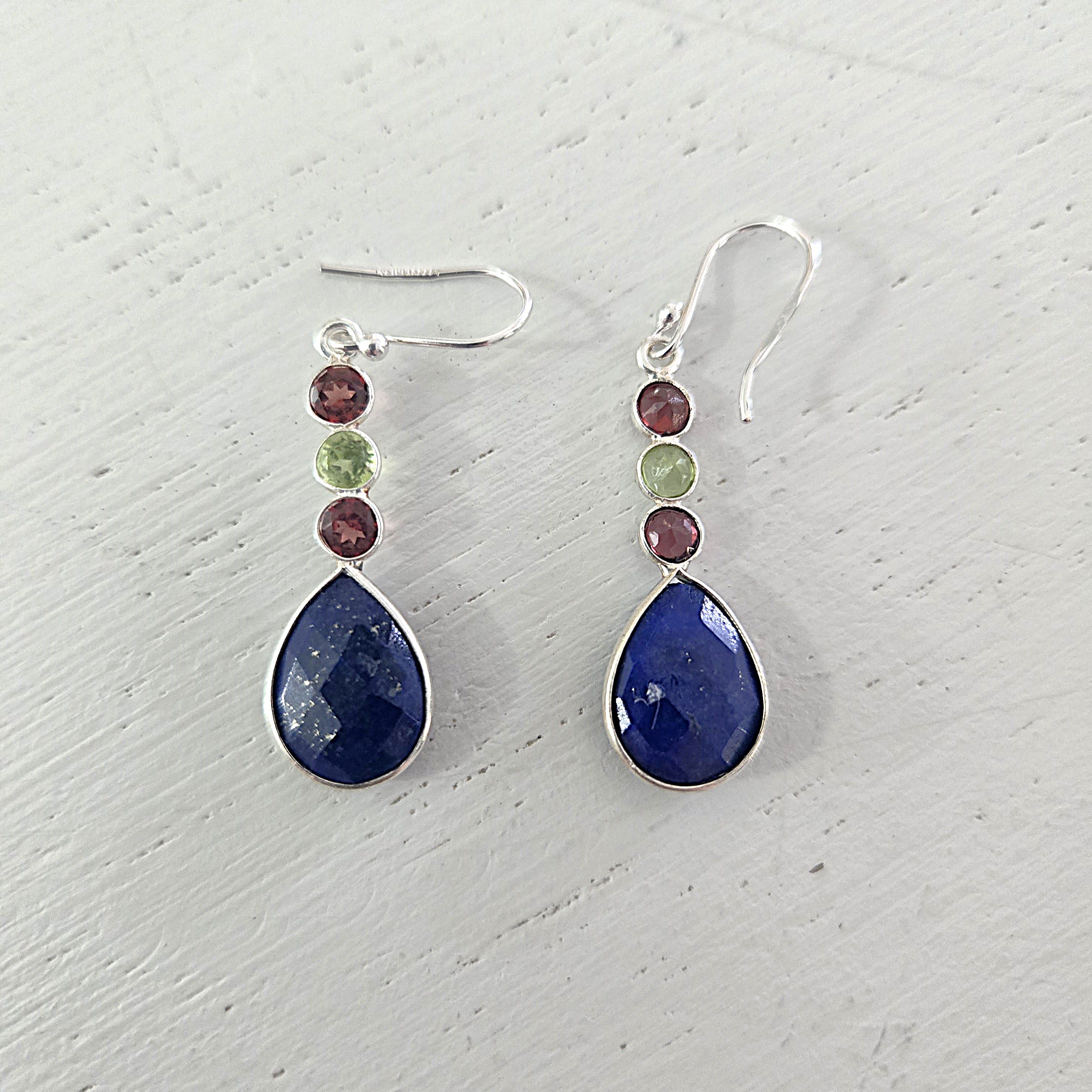 Lapis Garnet Earrings