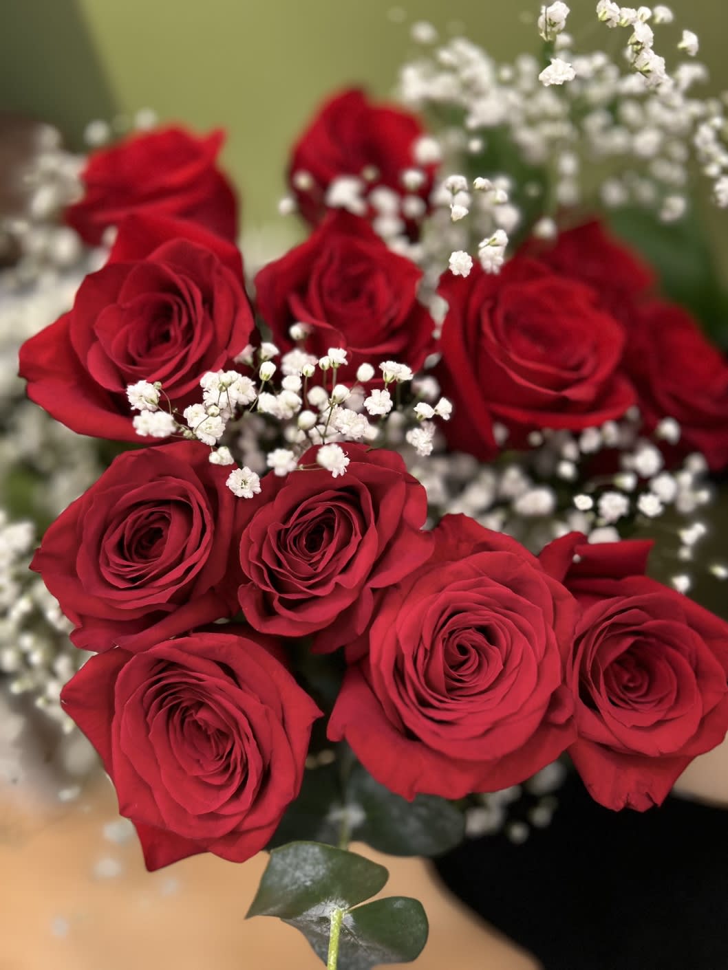 Long Stem Rose with Eucalyptus Bouquet