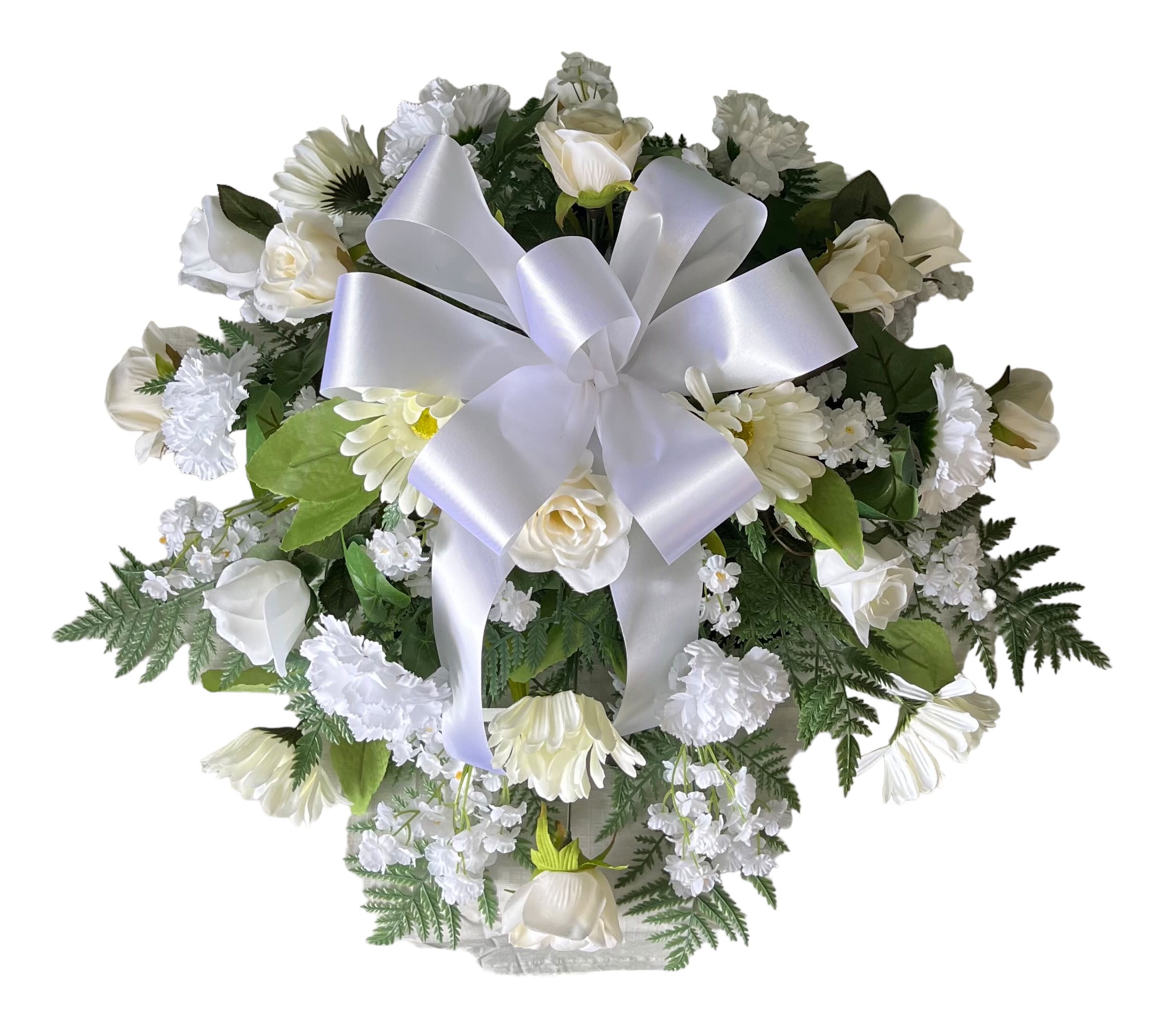 SILK - All White Casket Spray