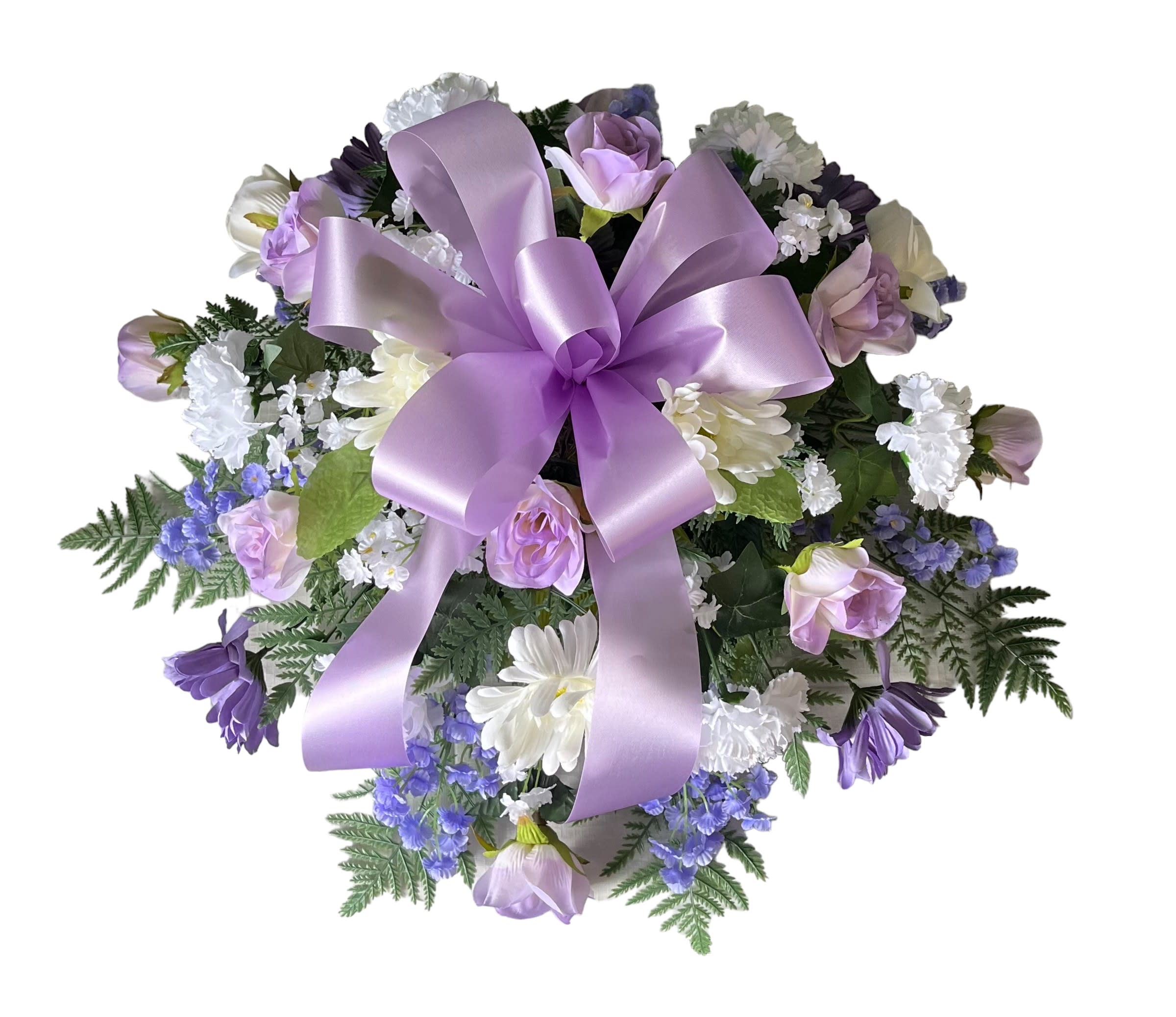 SILK - Lavender and White Casket Spray