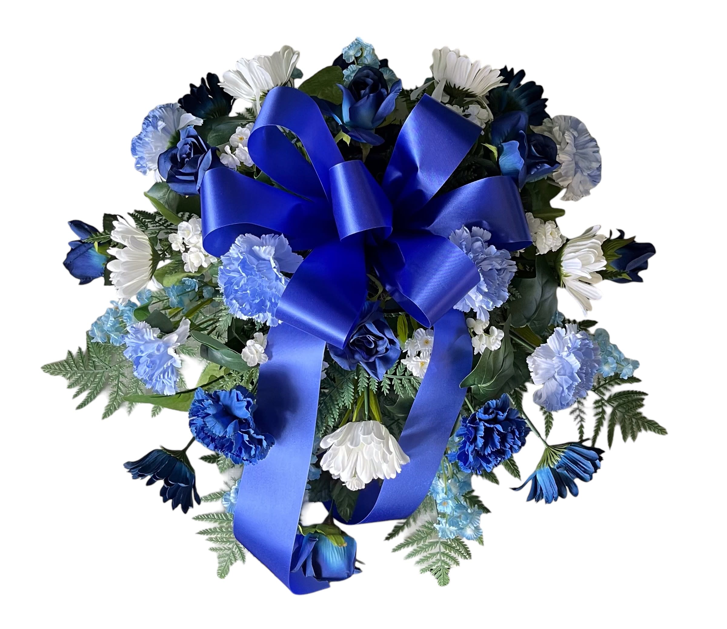 SILK - Blue and White Casket Spray