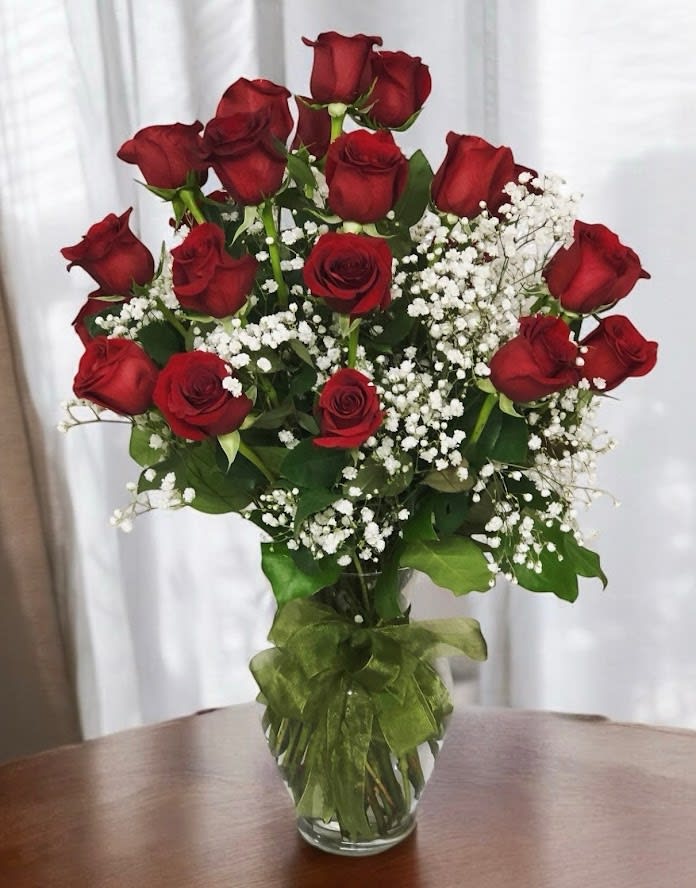 Two Dozen Red Rose Vase
