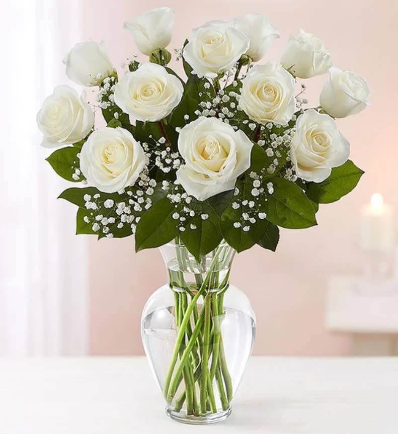 White Rose Classic 12 Flower Bouquet