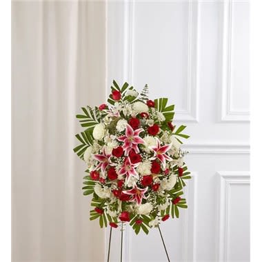 Red Rose And Lily Standing Spray