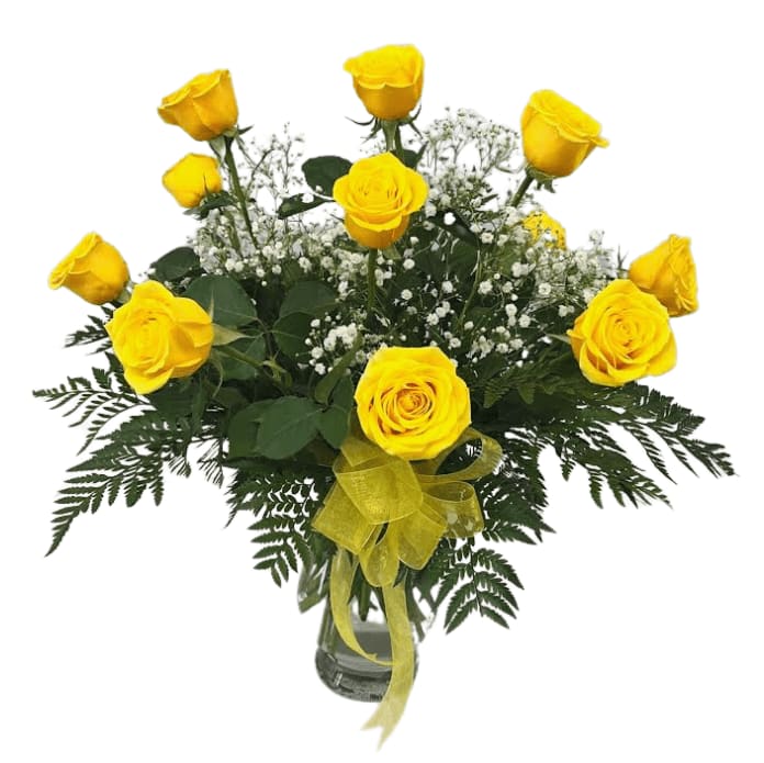 12 Yellow Roses in a Vase VM-1779