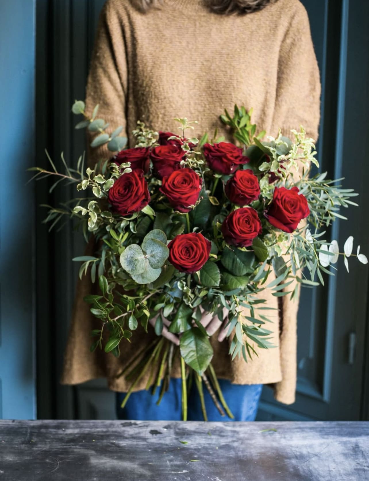 Dozen Wrapped Red Roses