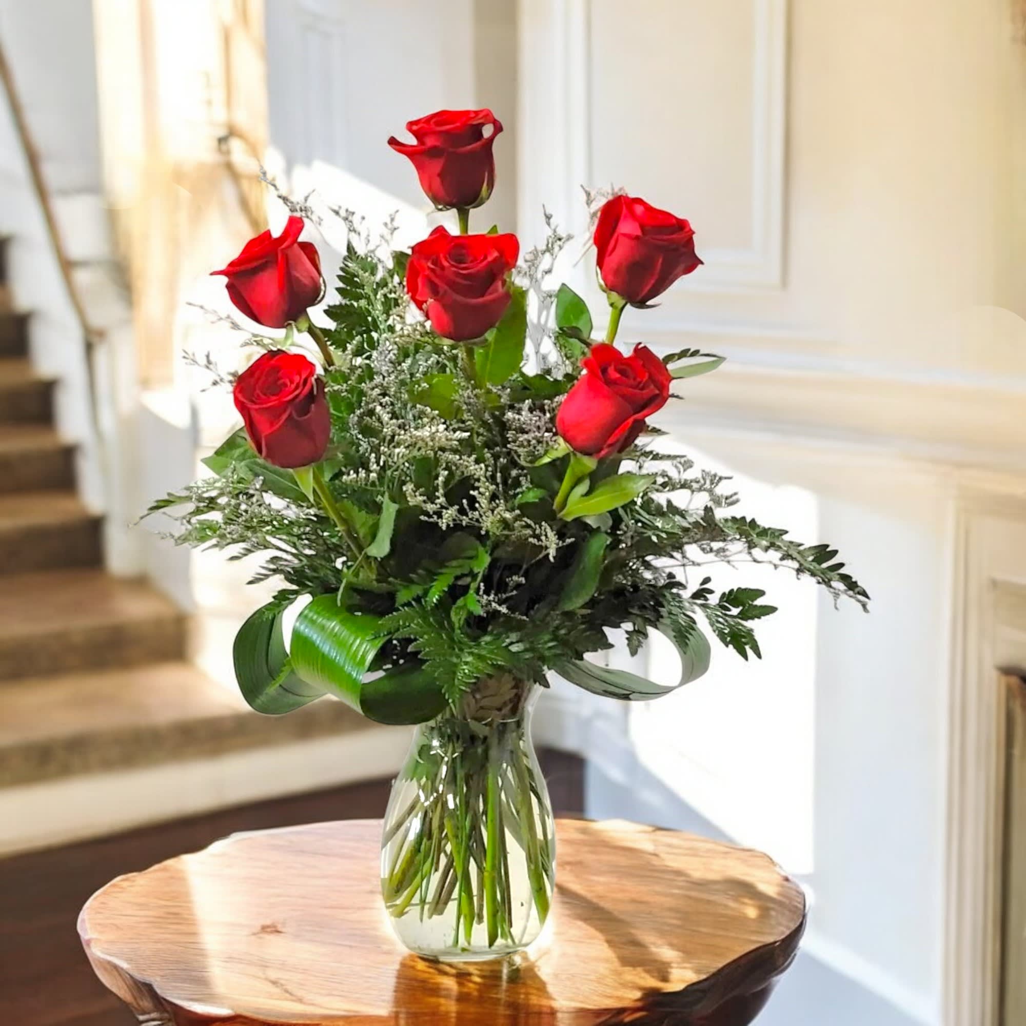 6 ROSES -4 COLORS Flower Bouquet