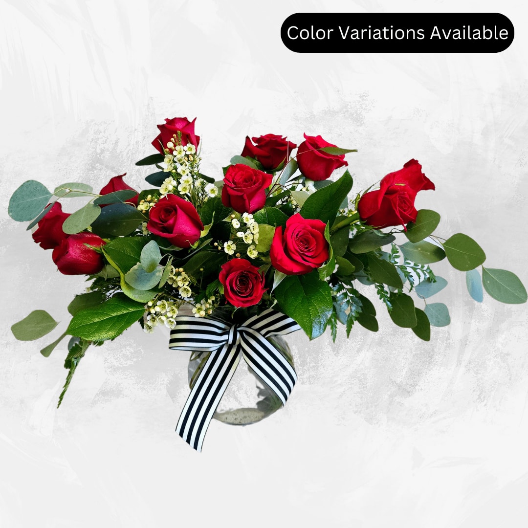 Garden Style Dozen Roses Flower Bouquet