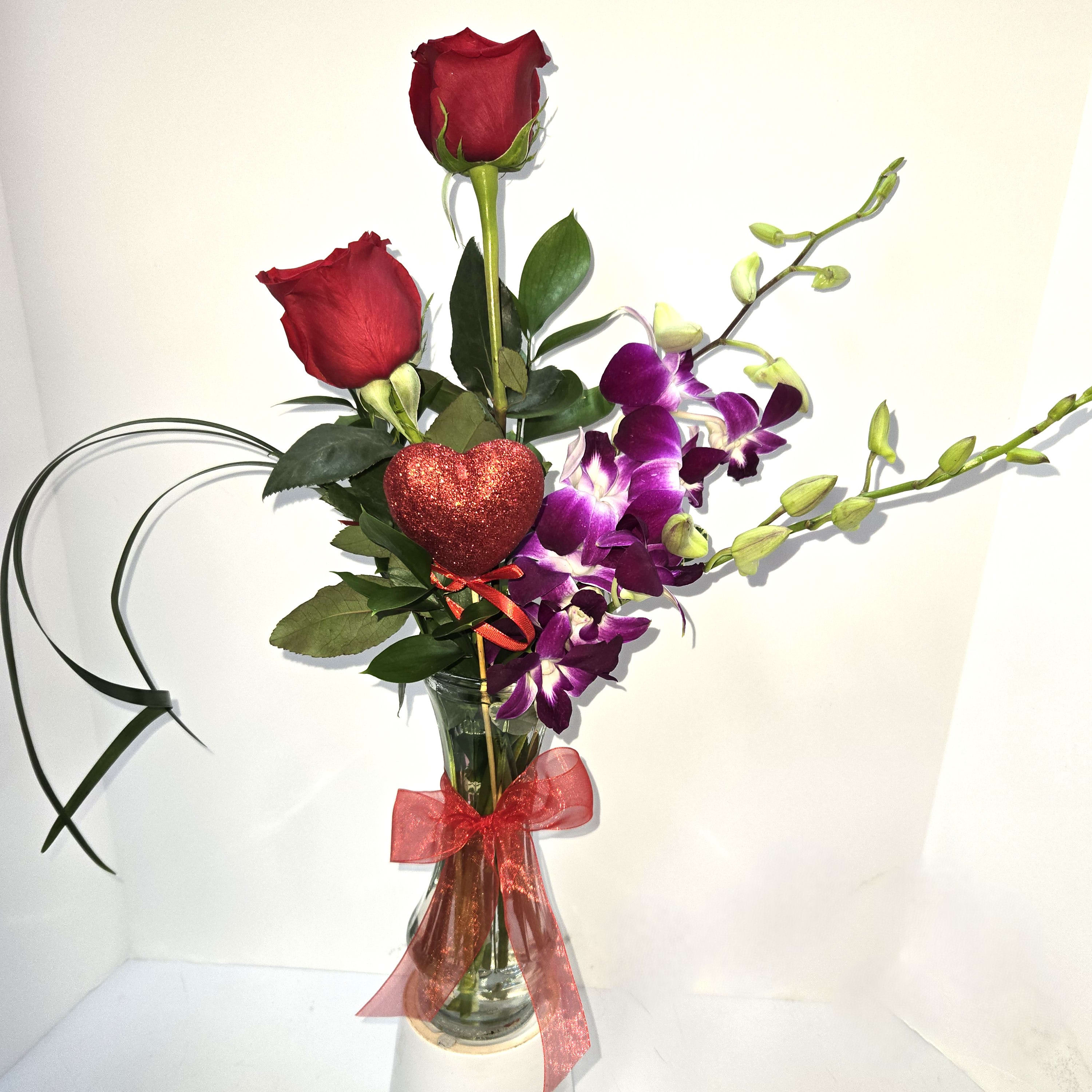 Orchid Rose Bud vase Flower Bouquet