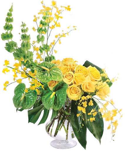 MAJESTIC GOLDEN SUNRISE FLOWER ARRANGEMENT