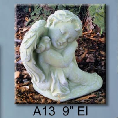 Cuddling Cherub Statue Flower Bouquet