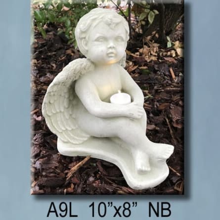 Cherub With Candle Statue Flower Bouquet