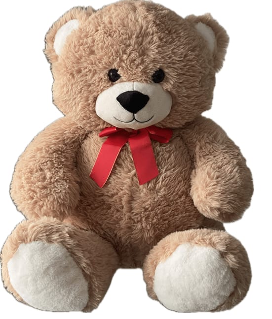 Jumbo Teddy Bear 2 Feet with Red Bow Flower Bouquet