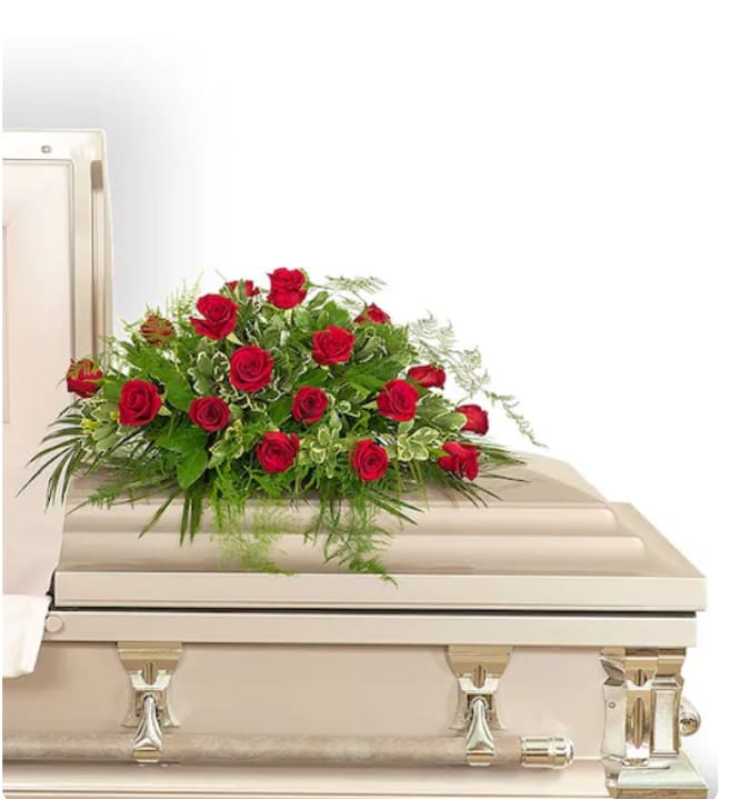 18 Red Rose Casket Spray Flower Bouquet