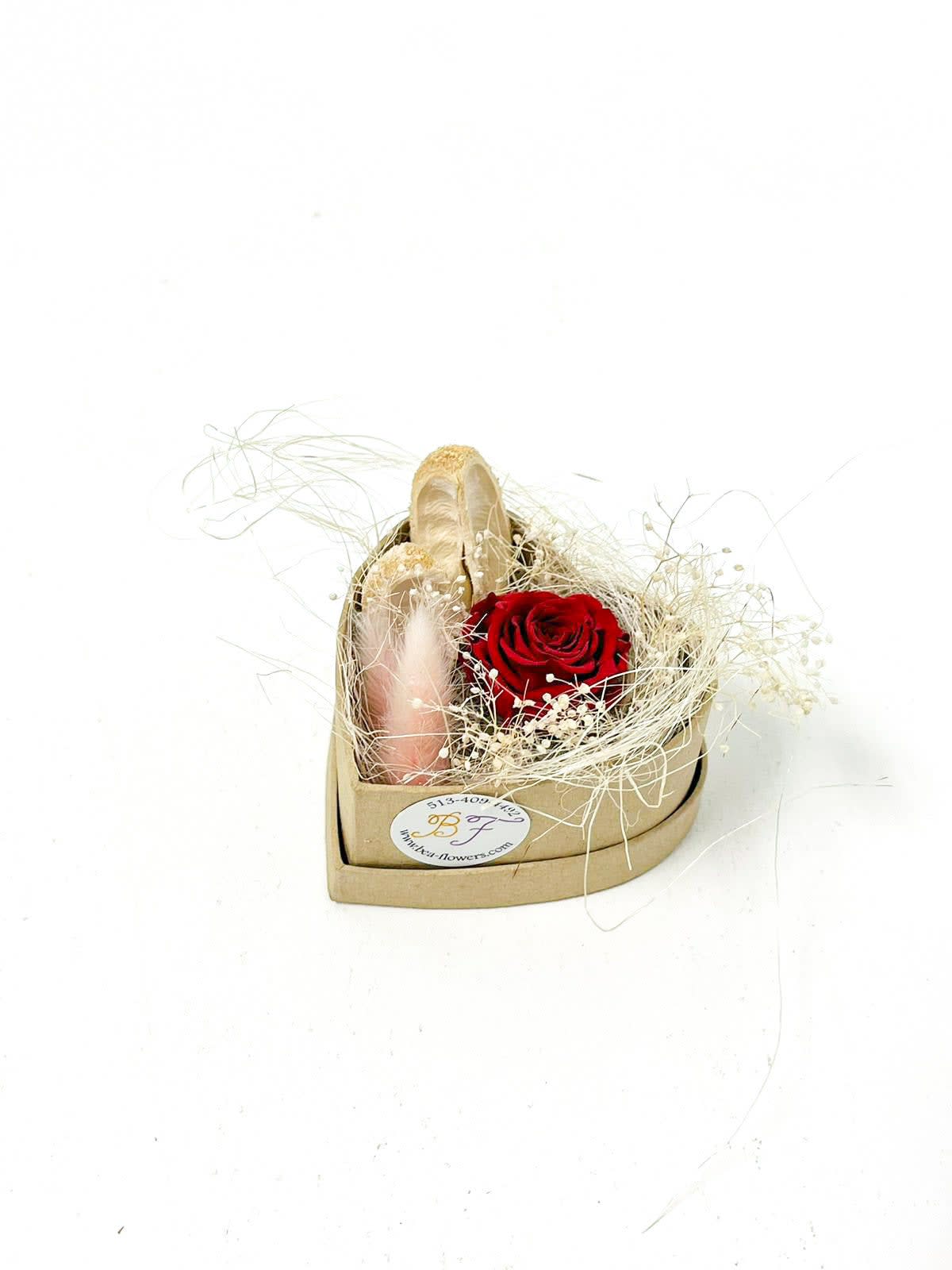 Freeze Dried Rose in Heart Box