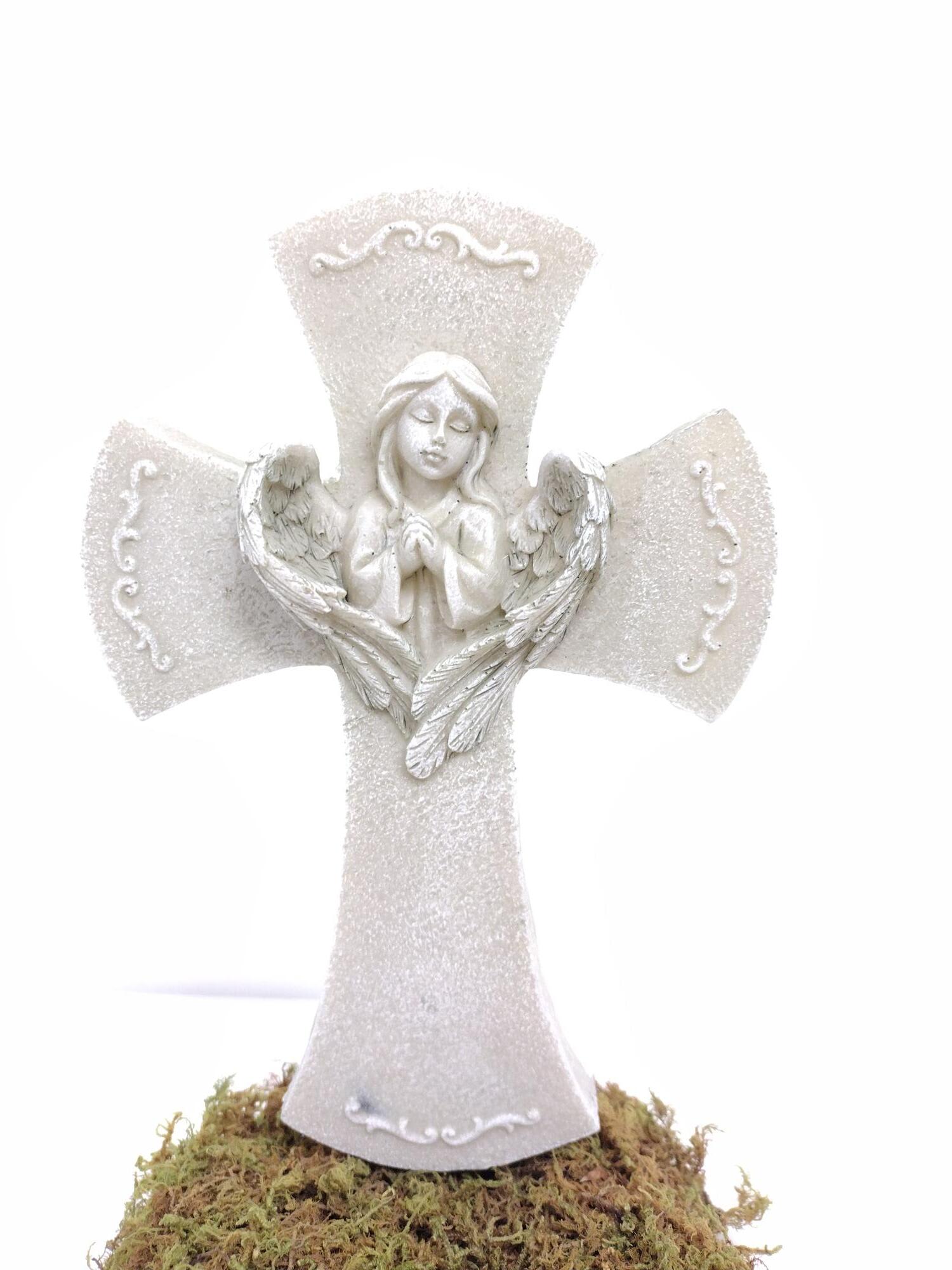 Cross With Praying Angel 7.75"